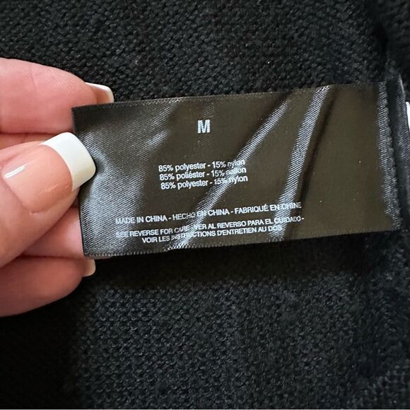 Skinnygirl Sundazed Open Front Oversized Cardigan w/ Pockets Black Sz Medium - Picture 12 of 13